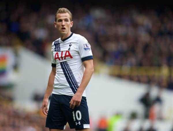Tottenham Hotspur's Harry Kane in action against Liverpool during the Premier League match at White Hart Lane. (Pic by David Rawcliffe/Kloppaganda)