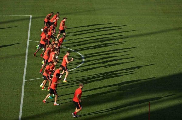 SANTA CLARA, USA - Friday, July 29, 2016: Liverpool players during a training session ahead of the International Champions Cup 2016 game against AC Milan on day nine of the club's USA Pre-season Tour at the Levi's Stadium. (Pic by David Rawcliffe/Propaganda)