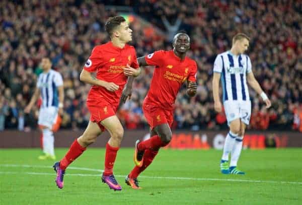 Mane, Coutinho score for Liverpool in 2-1 win over West Brom