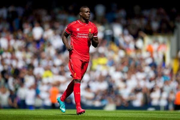 LONDON, ENGLAND - Sunday, August 31, 2014: Liverpool's Mario Balotelli in action against Tottenham Hotspur during the Premier League match at White Hart Lane. (Pic by David Rawcliffe/Propaganda)