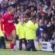 LIVERPOOL, ENGLAND - Saturday, September 15, 2001: Liverpool's captain Steven Gerrard celebrates scoring against Everton during the Premiership match at Goodison Park. (Pic by David Rawcliffe/Propaganda)