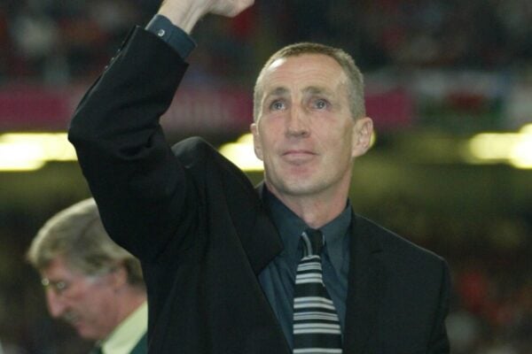 CARDIFF, WALES - Wednesday, November 19, 2003: Former Wales player Joey Jones during the Euro 2004 Qualification Play Off match at the Millennium Stadium. (Pic by David Rawcliffe/Propaganda)