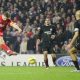 LIVERPOOL, ENGLAND- WEDNESDAY DECEMBER 8th 2004: Liverpool's Steven Gerrard scores the winning goal, and his side's third, against Olympiakos during the UEFA Champions League Group A match at Anfield. (Pic by David Rawcliffe/Proparganda)