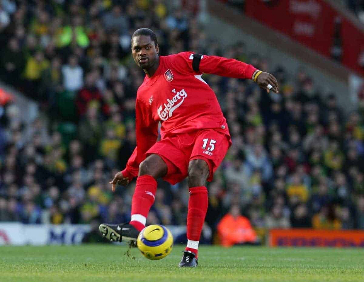 NORWICH, ENGLAND - MONDAY JANUARY 3rd 2005: Liverpool's Salif Diao in action against Norwich City during the Premiership match at Carrow Road. (Pic by David Rawcliffe/Propaganda)