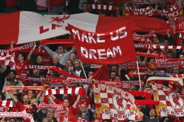 Make Us Dream banner flag, Anfiel. (Pic by David Rawcliffe/Propaganda)