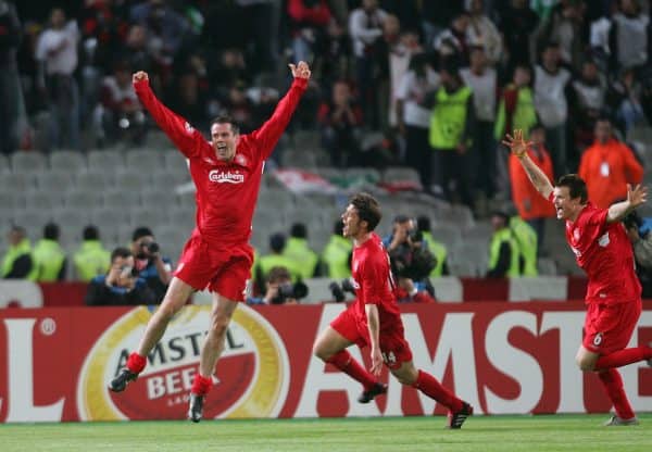 ISTANBUL, TURKEY - WEDNESDAY, MAY 25th, 2005: Liverpool's Jerzy Dudek celebrates saving the last penalty to win the European Cup against AC Milan during the UEFA Champions League Final at the Ataturk Olympic Stadium, Istanbul. (Pic by David Rawcliffe/Propaganda)