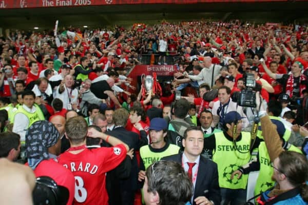 ISTANBUL, TURKEY - WEDNESDAY, MAY 25th, 2005: Liverpool's players walk off with the European Cup after beating AC Milan on penalties during the UEFA Champions League Final at the Ataturk Olympic Stadium, Istanbul. (Pic by David Rawcliffe/Propaganda)