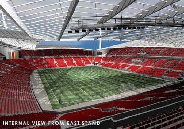 LIVERPOOL, ENGLAND - SEPTEMBER 2006: An internal view from the East Stand of the proposed new 60,000 capacity stadium for Liverpool FC to be built in Stanley Park. (Pic by Liverpool FC/Propaganda)