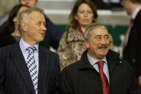 LIVERPOOL, ENGLAND - WEDNESDAY, SEPTEMBER 20th, 2006: Liverpool's Chief-Executive Rick Parry and Chairman David Moores before the Premiership match against Newcastle United at Anfield. (Pic by David Rawcliffe/Propaganda)