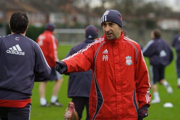 Liverpool, England - Friday, January 1, 2007: Liverpool's assistant managaer Pako Ayesteran training at Melwood ahead of the all Premiership FA Cup 3rd Round match against Arsenal at Anfield. (Pic by David Rawcliffe/Propaganda)