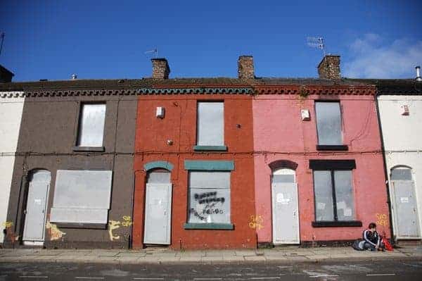 Liverpool, England - Saturday, March 3, 2007: Derelict houses outside Anfield, home of Liverpool FC. (Pic by David Rawcliffe/Propaganda)