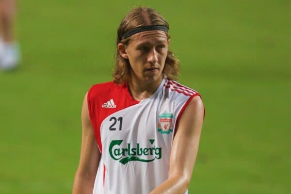 Hong Kong, China - Monday, July 23, 2007: Liverpool's new signing  Brazilian starlet Lucas Leiva, who signed from Gremio, pictured during training ahead of the Barclays Asia Trophy pre-season match against South China in Hong Kong. (Photo by David Rawcliffe/Propaganda)