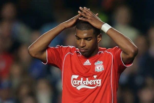 LONDON, ENGLAND - Sunday, February 10, 2008: Liverpool's Ryan Babel rues his missed chance against Chelsea during the Premiership match at Stamford Bridge. (Photo by David Rawcliffe/Propaganda)