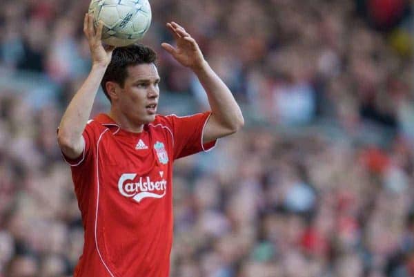 LIVERPOOL, ENGLAND - Saturday, February 16, 2008: Liverpool's Steve Finnan during the FA Cup 5th Round match against Barnsley at Anfield. (Photo by David Rawcliffe/Propaganda)