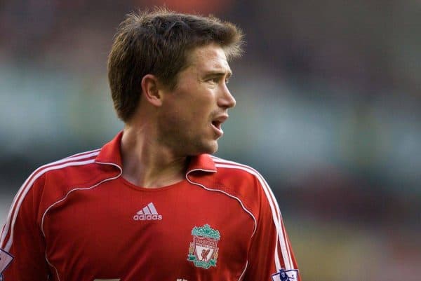 LIVERPOOL, ENGLAND - Saturday, February 16, 2008: Liverpool's Harry Kewell in action against Barnsley during the FA Cup 5th Round match at Anfield. (Photo by David Rawcliffe/Propaganda)