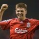 LIVERPOOL, ENGLAND - Tuesday, February 19, 2008: Liverpool's captain Steven Gerrard MBE celebrates scoring the second goal against FC Internazionale Milano during the UEFA Champions League First Knockout Round 1st Leg match at Anfield. (Photo by David Rawcliffe/Propaganda)