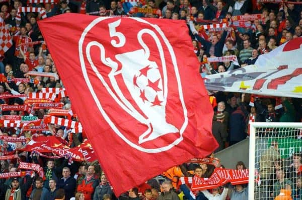 LIVERPOOL, ENGLAND - Tuesday, April 8, 2008: Liverpool's Spion Kop before the UEFA Champions League Quarter-Final 2nd Leg match against Arsenal at Anfield. (Photo by David Rawcliffe/Propaganda)
