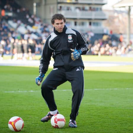 LONDON, ENGLAND - Saturday, April 4, 2009: Liverpool's goalkeeping coach Xavi Valero before the Premiership match against Fulham at Craven Cottage. (Pic by David Rawcliffe/Propaganda)