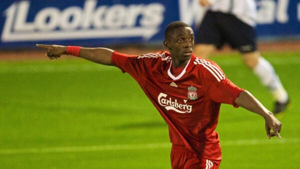 BIRKENHEAD, ENGLAND - Wednesday, September 2, 2009: Liverpool's Chris Mavinga during the FA Premiership Reserves League (Northern Division) match against Bolton Wanderers at Prenton Park. (Photo by David Rawcliffe/Propaganda)