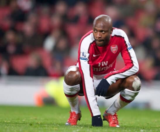 LONDON, ENGLAND - Sunday, January 31, 2010: William Gallas looks dejected during the Premiership match at the Emirates Stadium. (Photo by Chris Brunskill/Propaganda)