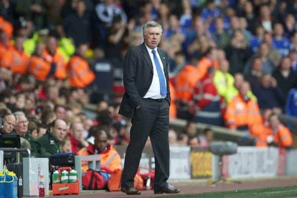 LIVERPOOL, ENGLAND - Sunday, May 2, 2010: Chelsea's manager Carlo Ancelotti during the Premiership match at Anfield. (Photo by David Rawcliffe/Propaganda)