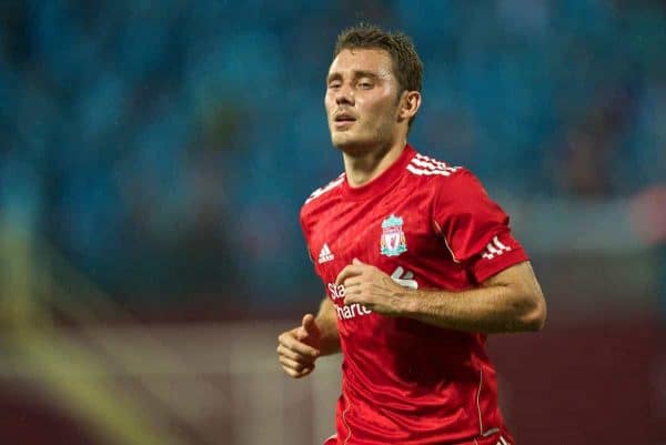 TRABZON, TURKEY - Thursday, August 26, 2010: Liverpool's Fabio Aurelio in action against Trabzonspor during the UEFA Europa League Play-Off 2nd Leg match at the Huseyin Avni Aker Stadium. (Pic by: David Rawcliffe/Propaganda)