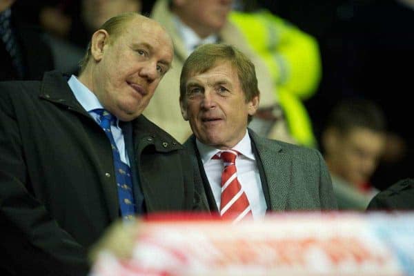 LIVERPOOL, ENGLAND - Wednesday, September 22, 2010: Liverpool's Legend Kenny Dalglish and Brian Barwick during the Football League Cup 3rd Round match against Northampton Town at Anfield. (Photo by David Rawcliffe/Propaganda)