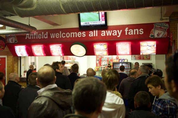 LIVERPOOL, ENGLAND - Saturday, September 25, 2010: Signage in the away supporters section of the Anfield Road stand during the Premiership match against Sunderland at Anfield. (Photo by David Rawcliffe/Propaganda)