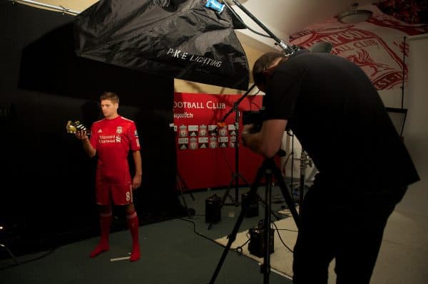 LIVERPOOL, ENGLAND - Thursday, October 14, 2010: Liverpool's captain Steven Gerrard MBE during an Adidas photo shoot. (Pic by David Rawcliffe/Propaganda)