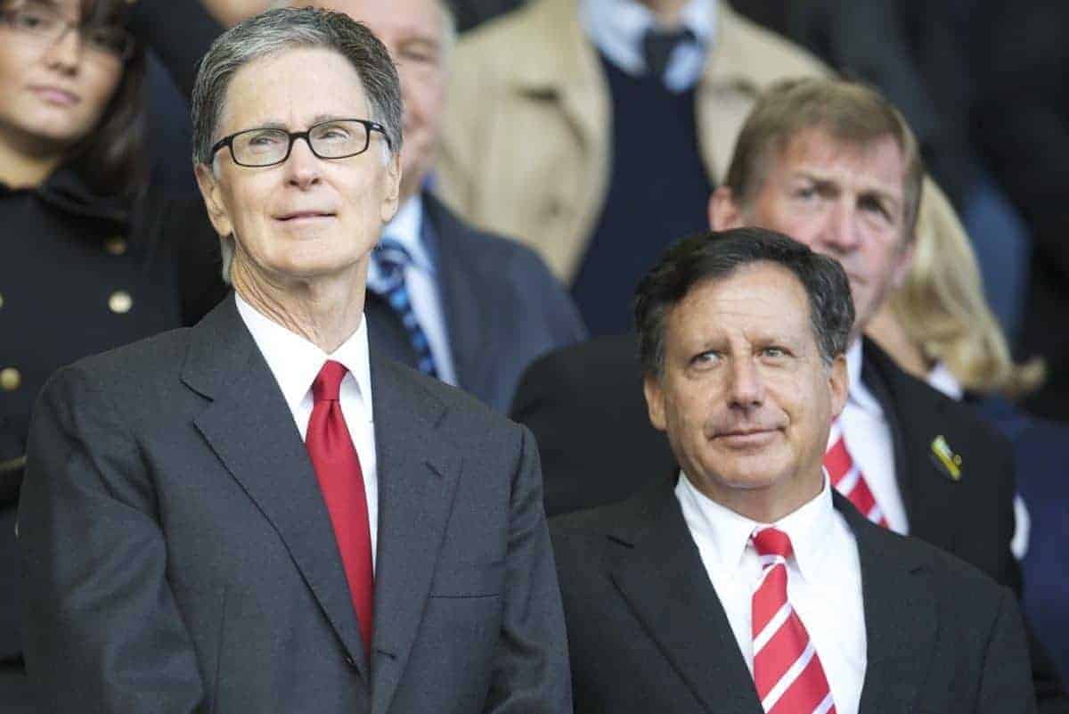 LIVERPOOL, ENGLAND - Sunday, October 17, 2010: Liverpool's owner John W. Henry and co-owner and NESV Chairman Tom Werner during the 214th Merseyside Derby match at Goodison Park. (Photo by David Rawcliffe/Propaganda)