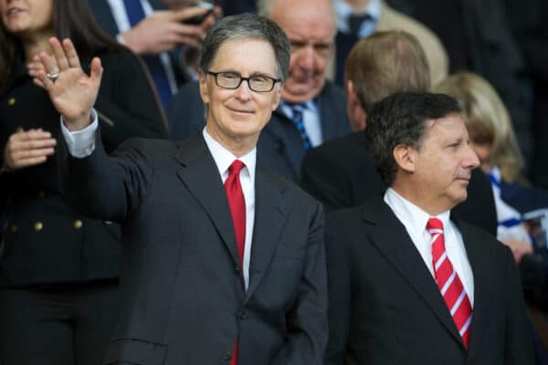  Liverpool's owner John W. Henry and owner Tom Werner during the 214th Merseyside Derby match against Everton at Goodison Park. (Photo by David Rawcliffe/Propaganda)