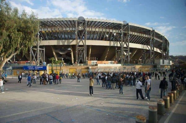 NAPELS, ITALY - Thursday, October 21, 2010: SSC Napoli supporters queue to enter the Stadio San Paolo before the UEFA Europa League Group K match against Liverpool. (Pic by: David Rawcliffe/Propaganda)