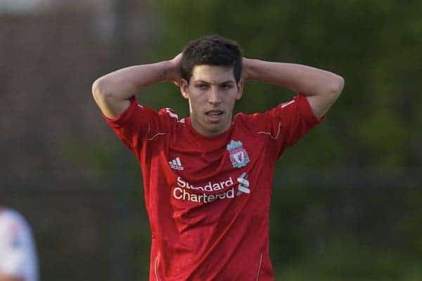 KIRKBY, ENGLAND - Tuesday, November 16, 2010: Liverpool's Dani Pacheco in action against Blackpool during the FA Premiership Reserves League (Northern Division) match at the Kirkby Academy. (Pic by: David Rawcliffe/Propaganda)