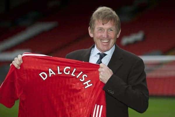 LIVERPOOL, ENGLAND - Monday, January 10, 2011: Liverpool's new manager Kenny Dalglish pictured during a photo-call to official announce his appointment at Anfield. (Pic by: David Rawcliffe/Propaganda)