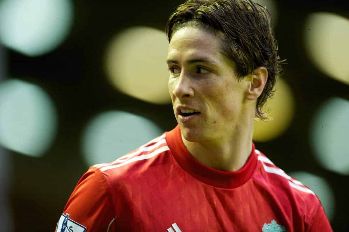 LIVERPOOL, ENGLAND - Sunday, January 16, 2011: Liverpool's Fernando Torres in action against Everton during the Premiership match at Anfield. (Photo by: David Rawcliffe/Propaganda)