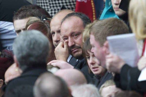 LIVERPOOL, ENGLAND - Friday, April 15, 2011: Liverpool's former manager Rafael Benitez at the Memorial Service to remember the 96 victims of the Hillsborough Stadium Disaster in 1989. (Photo by David Rawcliffe/Propaganda)