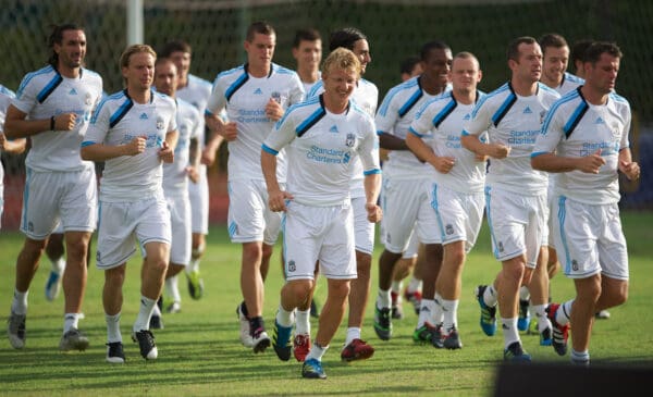 SINGAPORE, SINGAPORE - Sunday, July 17, 2011: Liverpool's Dirk Kuyt during an exhibition training session at the Bishan Stadium in Singapore on day seven of the club's preseason Asia Tour. (Photo by David Rawcliffe/Propaganda)