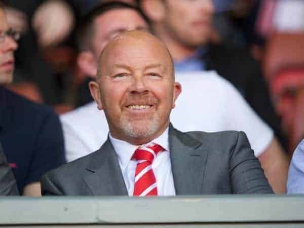 LIVERPOOL, ENGLAND - Wednesday, August 17, 2011: Liverpool's director of academy and player development Frank McParland watches his side take on Sporting Clube de Portugal during the first NextGen Series Group 2 match at Anfield. (Pic by David Rawcliffe/Propaganda)