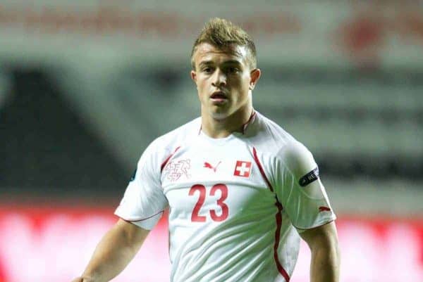 SWANSEA, WALES - Friday, October 7, 2011: Switzerland's Xherdan Shaqiri in action against Wales during the UEFA Euro 2012 Qualifying Group G match at the Liberty Stadium. (Pic by Chris Brunskill/Propaganda)