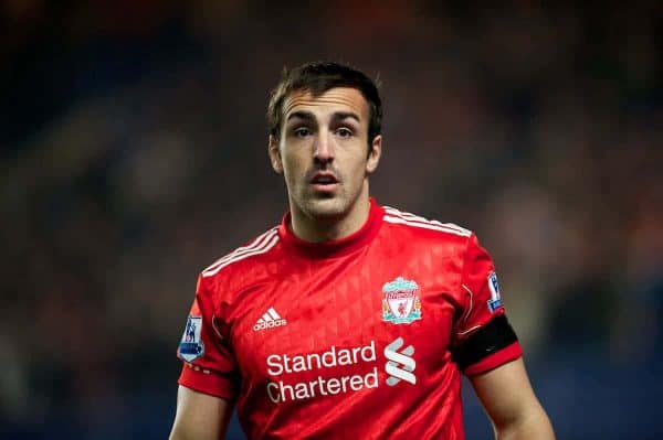 LONDON, ENGLAND - Sunday, November 20, 2011: Liverpool's Jose Enrique in action against Chelsea during the Premiership match at Stamford Bridge. (Pic by David Rawcliffe/Propaganda)