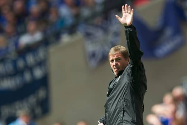 LONDON, ENGLAND - Saturday, April 14, 2012: Liverpool's manager Kenny Dalglish during the FA Cup Semi-Final match against Everton at Wembley. (Pic by David Rawcliffe/Propaganda)