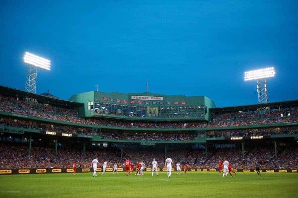 BOSTON, MA - Wednesday, July 25, 2012: Liverpool take on AS Roma during a pre-season friendly match at Fenway Park, home of the Boston Red Sox, the second match of the Reds' North American tour. (Pic by David Rawcliffe/Propaganda)