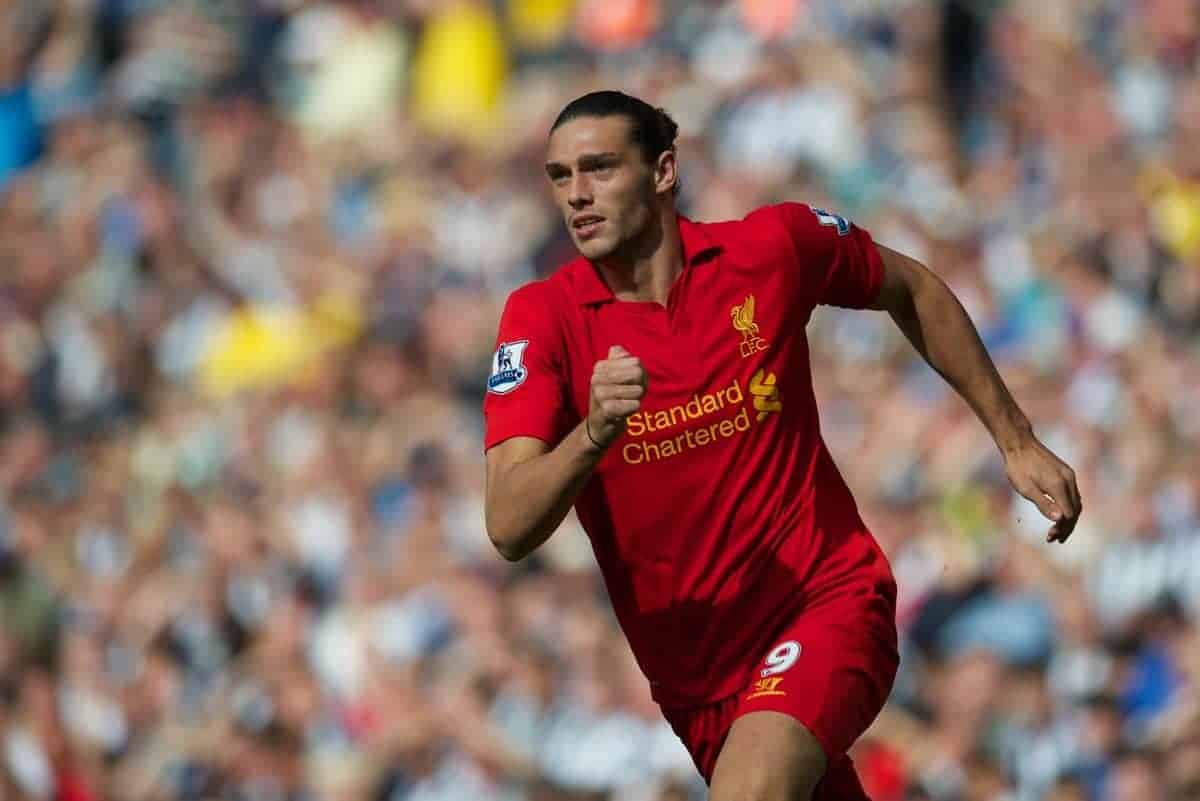 WEST BROMWICH, ENGLAND - Saturday, August 18, 2012: Liverpool's Andy Carroll in action against West Bromwich Albion during the opening Premiership match of the season at the Hawthorns. (Pic by David Rawcliffe/Propaganda)