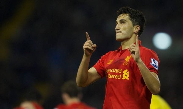 WEST BROMWICH, ENGLAND - Wednesday, September 26, 2012: Liverpool's Nuri Sahin celebrates scoring the second goal against West Bromwich Albion during the Football League Cup 3rd Round match at the Hawthorns. (Pic by David Rawcliffe/Propaganda)