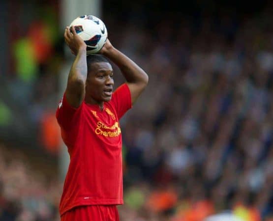 LIVERPOOL, ENGLAND - Saturday, October 20, 2012: Liverpool's Andre Wisdom in action against Reading during the Premiership match at Anfield. (Pic by David Rawcliffe/Propaganda)