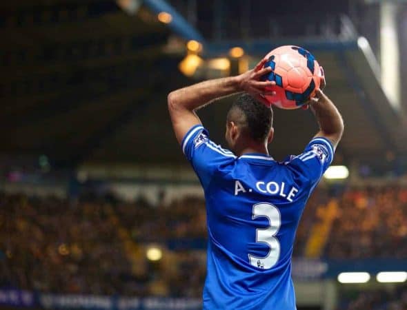 LONDON, ENGLAND - Sunday, January 26, 2014: Chelsea's Ashley Cole in action against Stoke City during the FA Cup 4th Round match at Stamford Bridge. (Pic by David Rawcliffe/Propaganda)