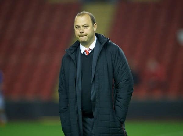 LIVERPOOL, ENGLAND - Thursday, February 28, 2013: Liverpool's reserve team head coach Rodolfo Borrell during the FA Youth Cup 5th Round match against Leeds United at Anfield. (Pic by David Rawcliffe/Propaganda)