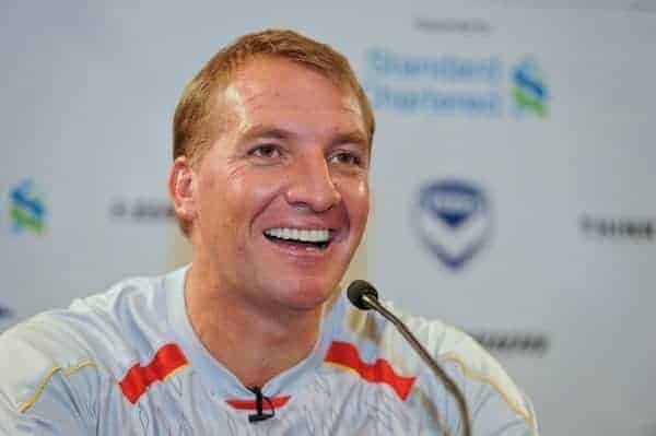 MELBOURNE, AUSTRALIA - Monday, July 22, 2013: Liverpool's manager Brendan Rodgers during a press conference at the Grant Hyatt Hotel ahead of their preseason friendly against Melbourne Victory. (Pic by David Rawcliffe/Propaganda)