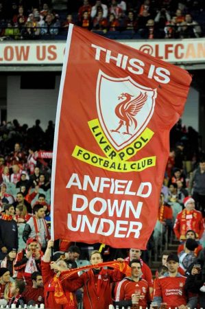 MELBOURNE, AUSTRALIA - Wednesday, July 24, 2013: Liverpool fans' banner 'Anfield Down Under' during a preseason friendly match at the Melbourne Cricket Ground. (Pic by David Rawcliffe/Propaganda)