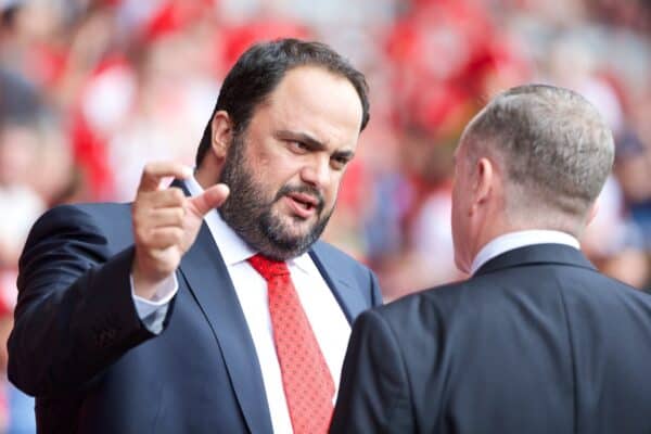 LIVERPOOL, ENGLAND - Saturday, August 3, 2013: Olympiakos CFP President Evangelos Marinakis during a preseason friendly match at Anfield. (Pic by David Rawcliffe/Propaganda)